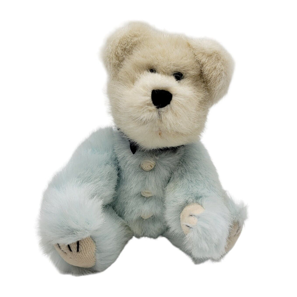 Boyds Bears Plush "Gwinton" Bear 8" Blue w/ Buttons The Archived Collection - Picture 1 of 9